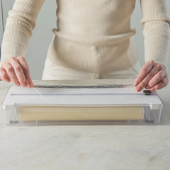 OU Aluminum Foil and Wrap Organizer with Cutter for 12" Roll, Kitchen Wrap Organizer, Plastic Wrap & Aluminum Foil Dispenser for Drawer