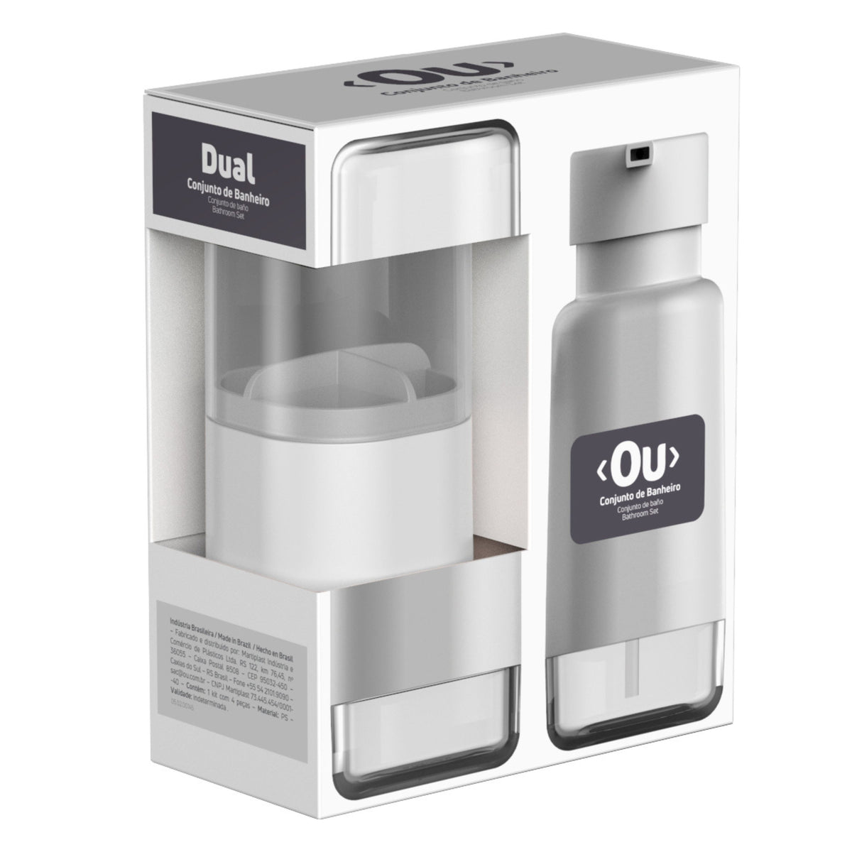 OU Soap Dispenser & Toothbrush Holder, Durable, Dual Bathroom Set 16.9oz Soap Dispenser, Nonslip  Toothbrush Holder, Bathroom Countertop Organizer