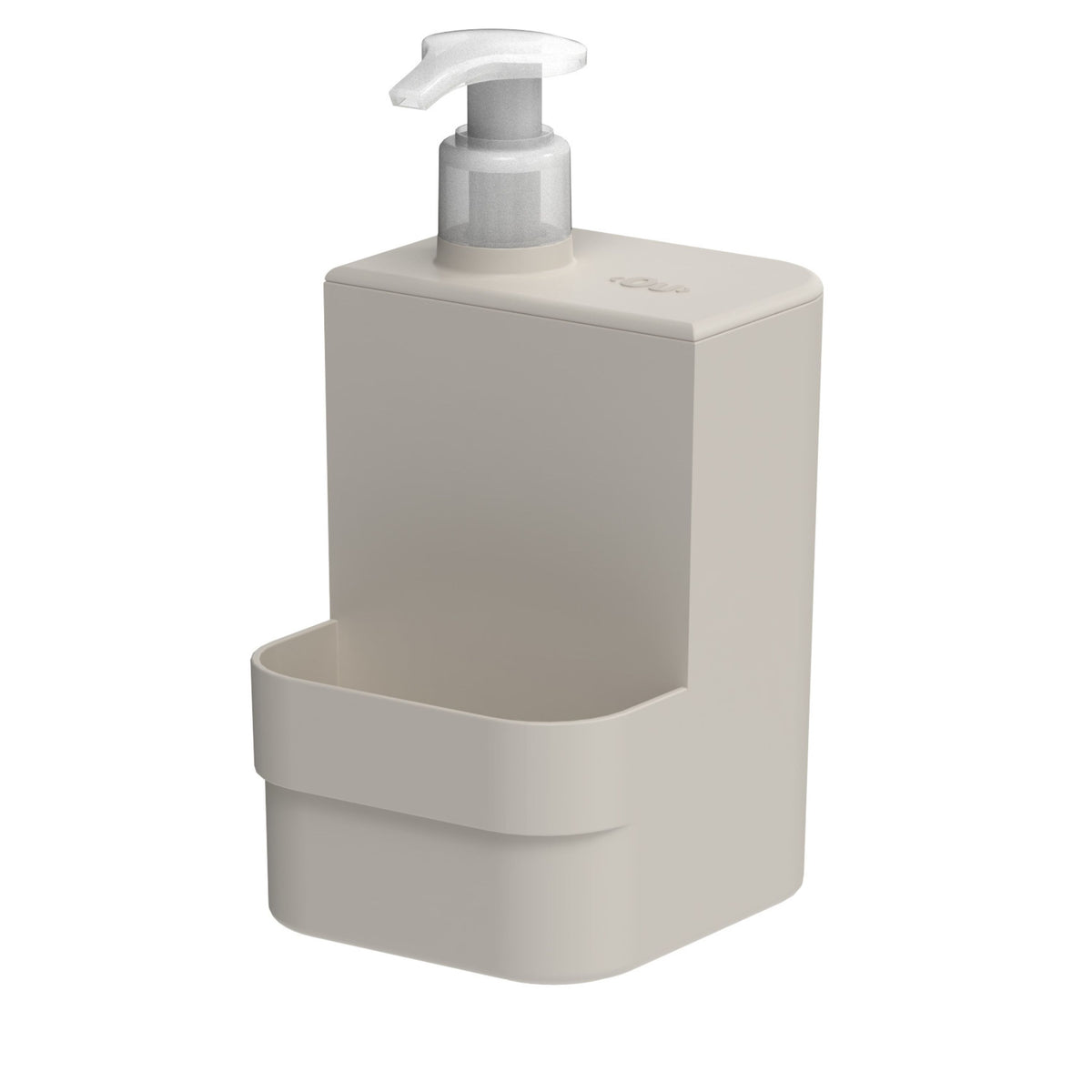 OU Dish Soap Dispenser with Sponge Holder 16 oz, Refillable Plastic Soap Dispensing Pump Bottle for Kitchen Sink, Countertop Organizer
