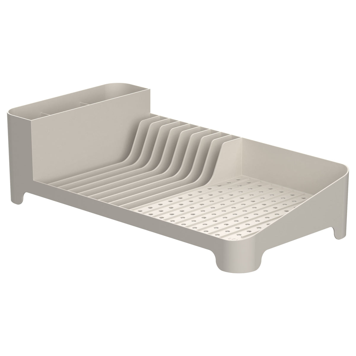 OU Dish Drying Rack, Freestanding Polypropylene Dish Drying Rack with Utensil Holder -  Modern Compact Dish Drainer & Strainer for Kitchen 16" x 8"