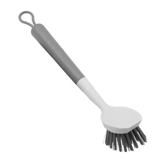 OU Cleaning Scrub Brush, Heavy Duty Cleaning Scrubber Brush for Bathroom & Kitchen, Nonslip Soft Silicone Grip Handle & Built-In Scraper