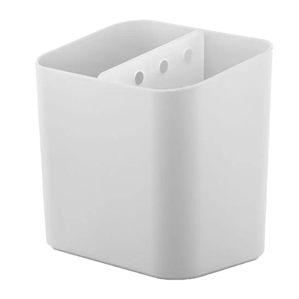 OU Utensil Holder with Removable Divider, Nonslip Cutlery Drainer, Scratch Resistant Finish with Built In Reservoir, Kitchen Sink Caddy - White