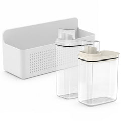 OU Laundry Organization Set, 50oz & 77oz Liquid Detergent Dispensers with Measuring Caps & Wall Mounted Cabinet Door Storage Organizer Basket