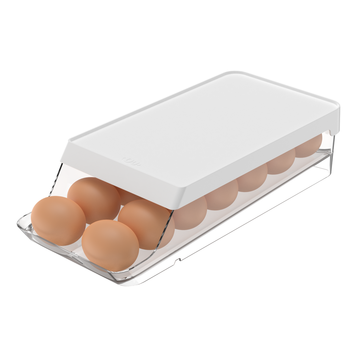 OU Egg Holder for Fridge, BPA Free Rolling Egg Organizer for Refrigerator Organization, Clear Stackable Container for Kitchen Organizers and Storage