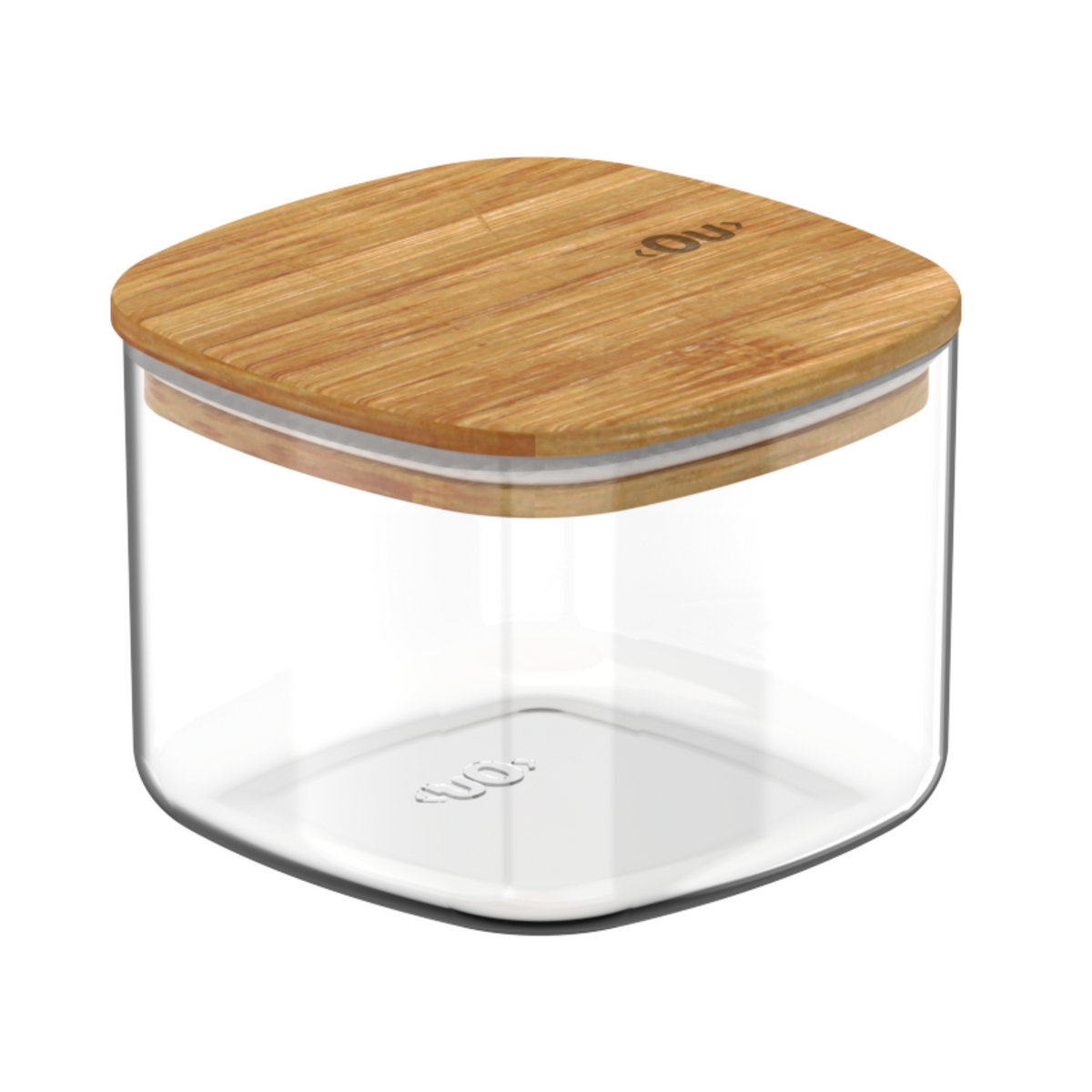 OU Airtight Food Storage Container 1.9cup, Clear Plastic Food Storage Container with Leak Proof Bamboo Lid, Stackable Kitchen Pantry Organizer