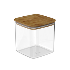 OU Airtight Food Storage Container 9.7cup, Clear Plastic Food Storage Container with Leak Proof Bamboo Lid, Stackable Kitchen Pantry Organizer