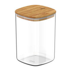 OU Airtight Food Storage Container 4.2cup, Clear Plastic Food Storage Container with Leak Proof Bamboo Lid, Stackable Kitchen Pantry Organizer