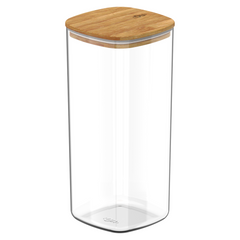 OU Airtight Food Storage Container 6.33cup, Clear Plastic Food Storage Container with Leak Proof Bamboo Lid, Stackable Kitchen Pantry Organizer