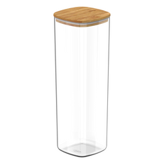 OU Airtight Food Storage Container 8.4cup, Clear Plastic Food Storage Container with Leak Proof Bamboo Lid, Stackable Kitchen Pantry Organizer