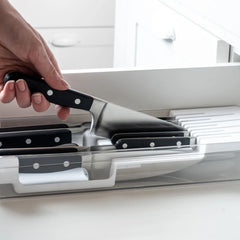 OU In Drawer Knife Organizer, Compact Knife Holder, Utensil Storage Drawer Insert, Kitchen Organizer, Hand Wash