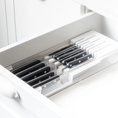 OU In Drawer Knife Organizer, Compact Knife Holder, Utensil Storage Drawer Insert, Kitchen Organizer, Hand Wash