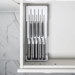 OU In Drawer Knife Organizer, Compact Knife Holder, Utensil Storage Drawer Insert, Kitchen Organizer, Hand Wash