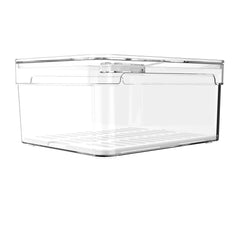OU Fridge Organizer Bin with Drain Tray & Vented Lid, 2.3qt Clear Stackable Refrigerator Storage Bin, Produce Kitchen Storage Container, BPA Free
