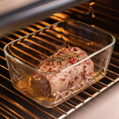 OU Glass Food Storage Container 5 Cup - Oven, Microwave, Freezer & Dishwasher Safe, Airtight Leak Proof Lid with Microwave Valve, Stackable Glass Jar