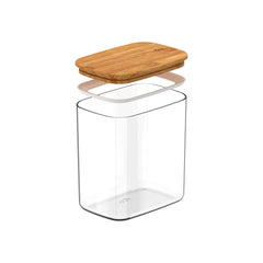 OU Airtight Food Storage Container 6.3cup, Clear Plastic Food Storage Container with Leak Proof Bamboo Lid, Stackable Kitchen Pantry Organizer