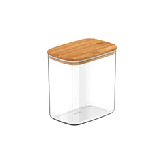 OU Airtight Food Storage Container 6.3cup, Clear Plastic Food Storage Container with Leak Proof Bamboo Lid, Stackable Kitchen Pantry Organizer
