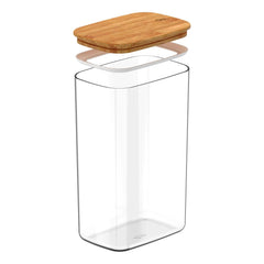 OU Airtight Food Storage Container 9.7cup, Clear Plastic Food Storage Container with Leak Proof Bamboo Lid, Stackable Kitchen Pantry Organizer