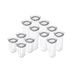 OU Airtight Food Storage Container 24pc (set of 12) BPA Free Clear Plastic Storage Container with Leak Proof Lid, Stackable Kitchen Pantry Organizer