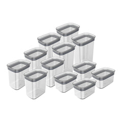 OU Airtight Food Storage Container 24pc (set of 12) BPA Free Clear Plastic Storage Container with Leak Proof Lid, Stackable Kitchen Pantry Organizer