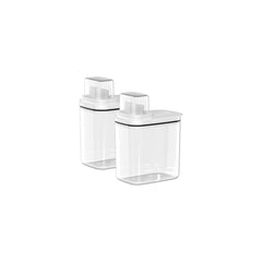 OU Laundry Detergent Dispenser with Measuring Cap, Liquid Laundry Soap & Fabric Softener Dispenser with Internal Drip Return Lid, Laundry Organizer