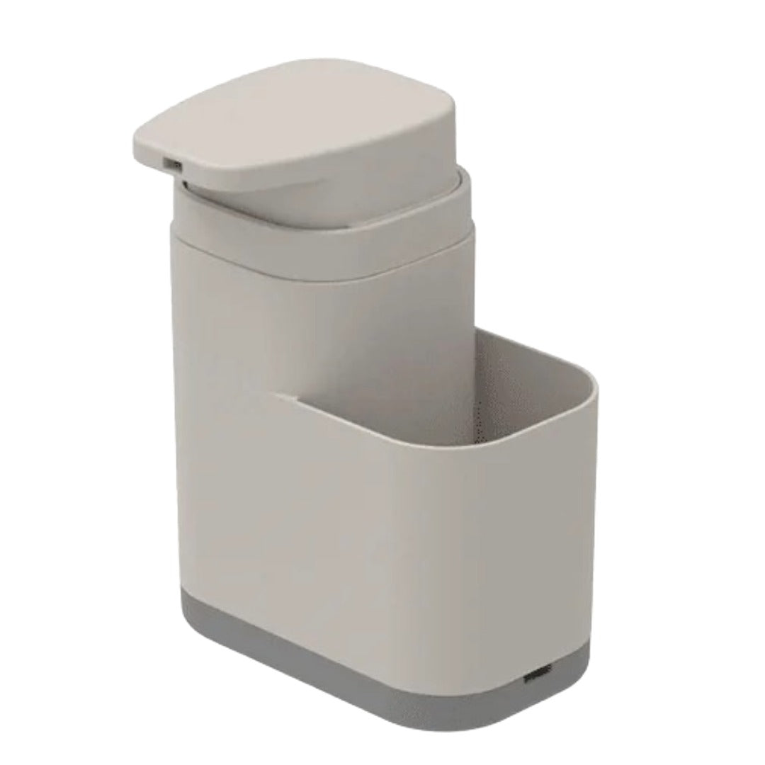 OU Liquid Soap Dispenser, 19 oz Refillable Plastic Dish Soap Dispenser with Sponge Holder & Removable Drip Tray, Space Saving Kitchen Sink Organizer