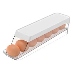 OU Egg Holder for Fridge, BPA Free Rolling Egg Organizer for Refrigerator Organization, Clear Stackable Container for Kitchen Organizers and Storage