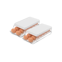 OU Egg Holder for Fridge, Rolling Egg Organizer for Refrigerator Organization, Clear Stackable Container for Kitchen Organizers and Storage, BPA Free