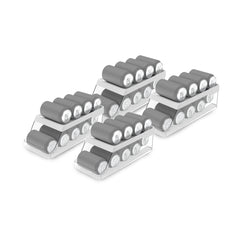 OU Soda Can Organizer for Refrigerator Set of 4, Clear Rolling Can Dispenser for Fridge / Pantry, Soda Can Rack Kitchen Organizers, BPA Free