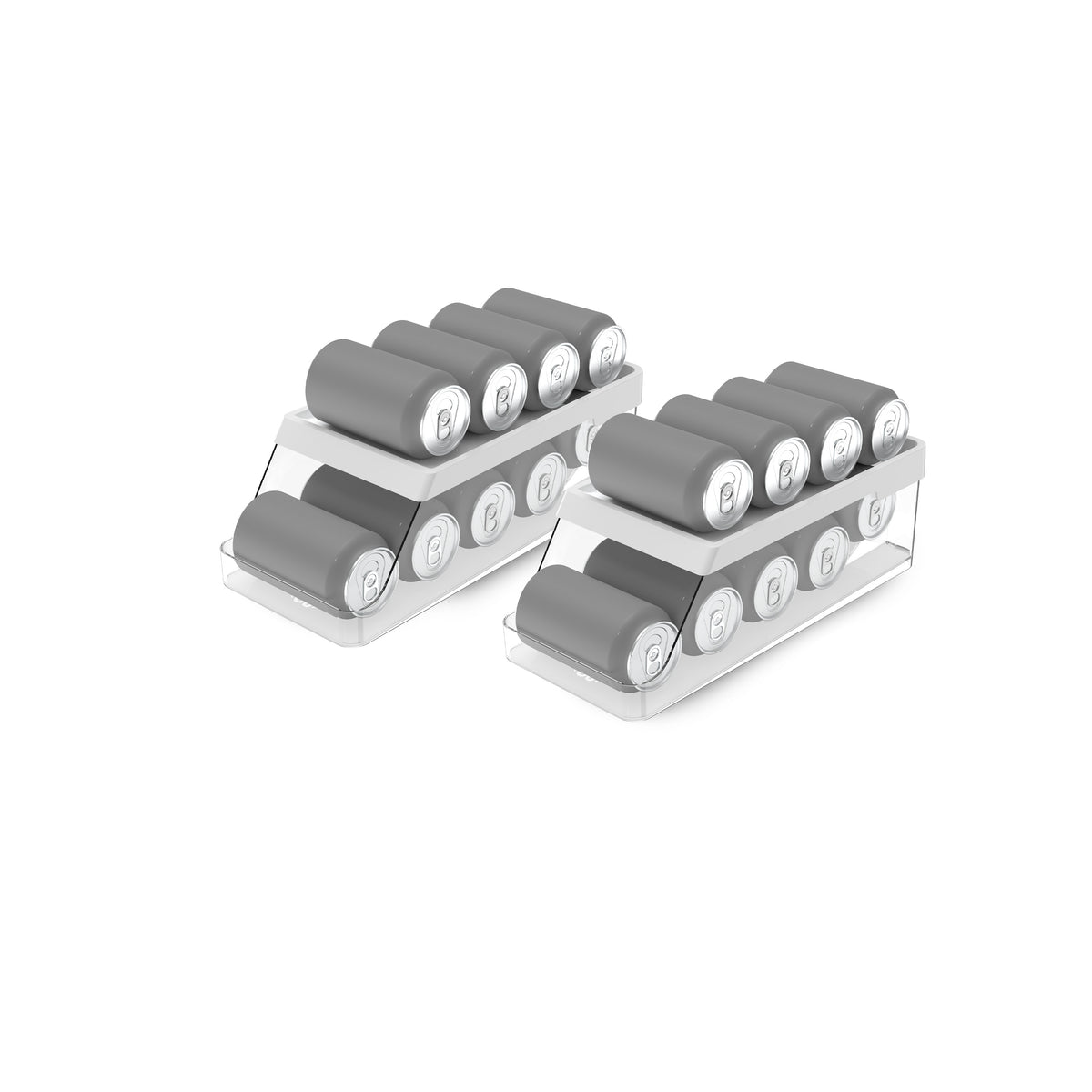 OU Soda Can Organizer for Refrigerator Set of 2, Clear Rolling Can Dispenser for Fridge / Pantry, Soda Can Rack Kitchen Organizers, BPA Free