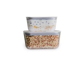 OU Glass Food Storage Container Set 6pc (set of 3) Microwave, Freezer & Dishwasher Safe, Airtight Leak Proof Lid with Microwave Valve, Stackable