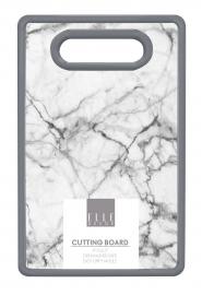 9" x 14” Nonslip Cutting Board Marble-Designed Plastic, Easy-Grip Handle, Dishwasher Safe