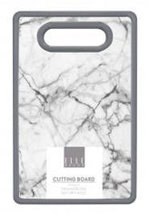9" x 14” Nonslip Cutting Board Marble-Designed Plastic, Easy-Grip Handle, Dishwasher Safe