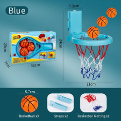 Basketball Hoop Playset with Suction Cups & Tying Straps, 2 in 1 Mini Basketball Hoop for Bathtub & Door with 3 Soft Balls for Toddlers 1-3