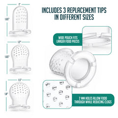 Silicone Baby Fruit Feeders with Freezer Tray for Batch Prep, Set of 2 – Safe & Convenient, Includes Extra Pouches & Travel Lids, Dishwasher Safe