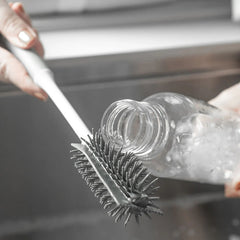 OU Bottle & Glass Brush – Ergonomic, Flexible Bristles for Scratch-Free, Deep Cleaning of Cups, Bottles & Glasses