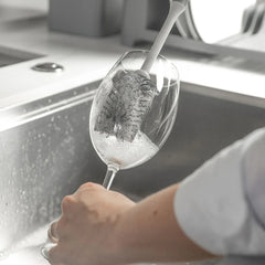 OU Bottle & Glass Brush – Ergonomic, Flexible Bristles for Scratch-Free, Deep Cleaning of Cups, Bottles & Glasses