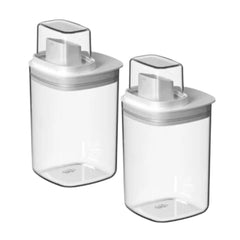 OU 34 oz Liquid Soap & Laundry Detergent Dispenser, 2 Pack Versatile Clear Laundry Detergent Dispenser with Measuring Cap, Airtight Laundry Organizer