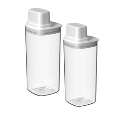 OU Airtight Food Storage Container, 6 Cup BPA Free Plastic Storage Container with Measuring Cup Lids, 2 Pack Space Saving Kitchen Pantry Organizer