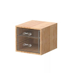 Bamboo Makeup & Jewelry Organizer with 2 Clear Acrylic Drawers, Nonslip Cosmetic Storage Box, Durable Organizer for Cosmetics, Skincare, & Jewelry