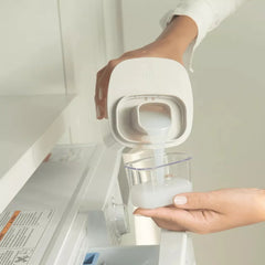 OU Liquid Soap & Laundry Detergent Dispenser, 34 oz Versatile Clear Laundry Detergent Dispenser with Measuring Cap, Airtight Laundry Organizer