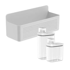 OU Laundry Organization Set, 50oz & 77oz Liquid Detergent Dispensers with Measuring Caps & Wall Mounted Cabinet Door Storage Organizer Basket
