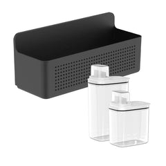 OU Laundry Organization Set, 50oz & 77oz Liquid Detergent Dispensers with Measuring Caps & Wall Mounted Cabinet Door Storage Organizer Basket