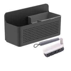 OU Kitchen Sink Organizer Set, Compact Wall Mounted Sink Organizer Caddy with Removable Sponge Tray & Ergonomic Scrub Brush, Versatile Kitchen Storage
