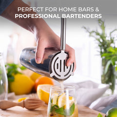 Cocktail Shaker Bartender Kit with Stylish Bamboo Stand, 18-Piece Barware Mixing Tools for Home Bar Party, Stainless Steel Bartending Kit Gift Set