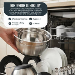 12 Piece Kitchen Mixing & Measuring Set, Stainless Steel Mixing Bowl with Lids and Nesting Magnetic Measuring Spoons for Baking & Cooking