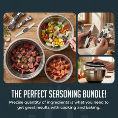 12 Piece Kitchen Mixing & Measuring Set, Stainless Steel Mixing Bowl with Lids and Nesting Magnetic Measuring Spoons for Baking & Cooking