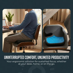 Gel Memory Foam Seat Cushion, Cooling Gel U Shaped Tailbone Coccyx Office & Car Seat Cushion, Orthopedic Chair Cushions for Sciatica Pain Relief
