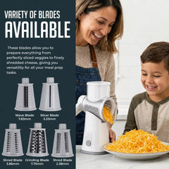 Rotary Cheese Grater with Handle, Manual Cheese Shredder Strong Suction Base. Kitchen Mandoline Vegetable Slicer. Grater for Fruit, Vegetables, Nuts