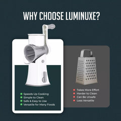 Rotary Cheese Grater with Handle, Manual Cheese Shredder Strong Suction Base. Kitchen Mandoline Vegetable Slicer. Grater for Fruit, Vegetables, Nuts