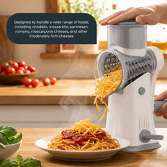 Rotary Cheese Grater with Handle, Manual Cheese Shredder Strong Suction Base. Kitchen Mandoline Vegetable Slicer. Grater for Fruit, Vegetables, Nuts